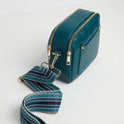 Sienna Crossbody Bag in Teal with Aztec Blue Strap Teal | Betsy & Floss