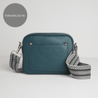 Sienna Crossbody Bag in Teal With Black and White Chevron Strap Teal | Betsy & Floss