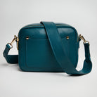 Sienna Crossbody Bag in Teal With Black and White Chevron Strap Teal | Betsy & Floss