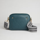 Sienna Crossbody Bag in Teal With Black and White Chevron Strap Teal | Betsy & Floss