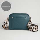 Sienna Crossbody Bag in Teal with Light Pink Leopard Strap Teal | Betsy & Floss