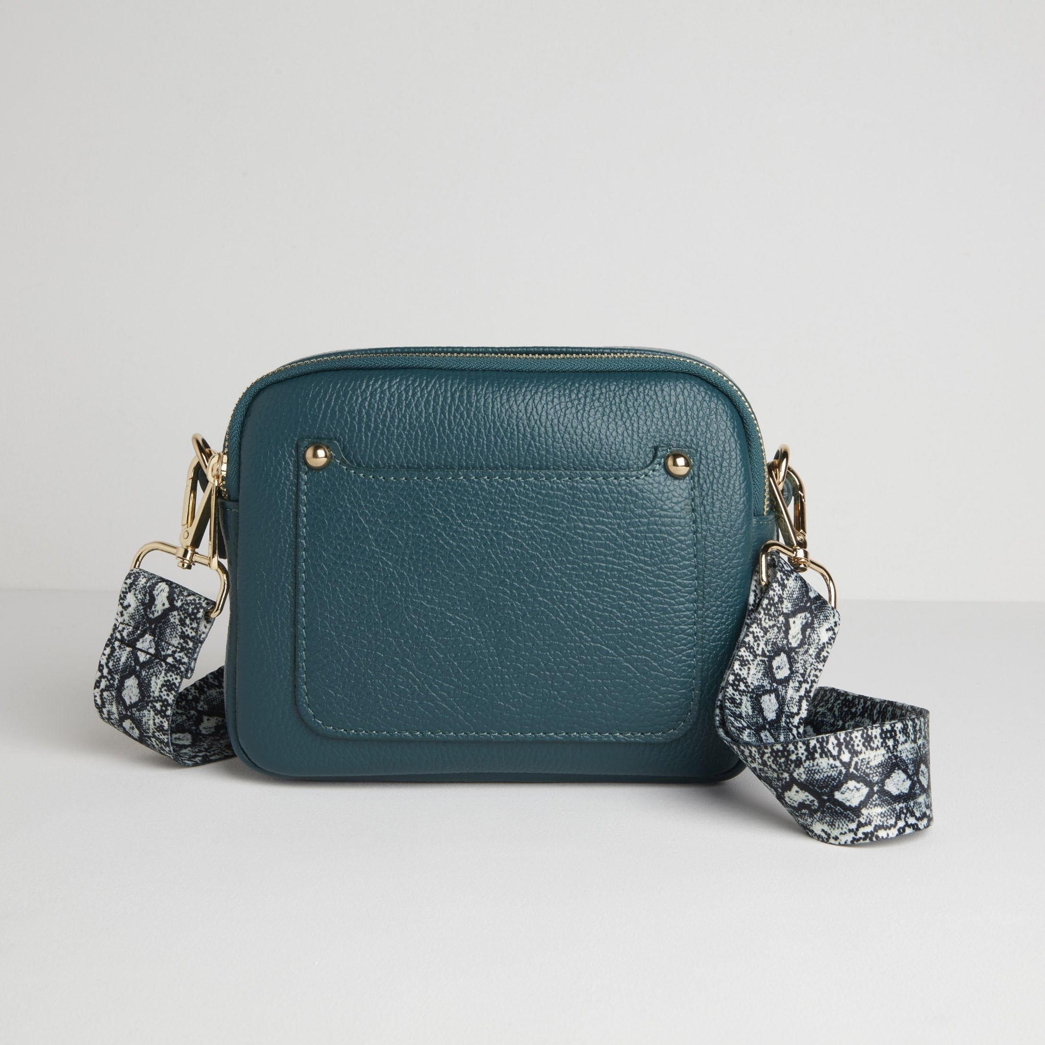 Sienna Crossbody Bag in Teal With Snake Print Strap Teal | Betsy & Floss