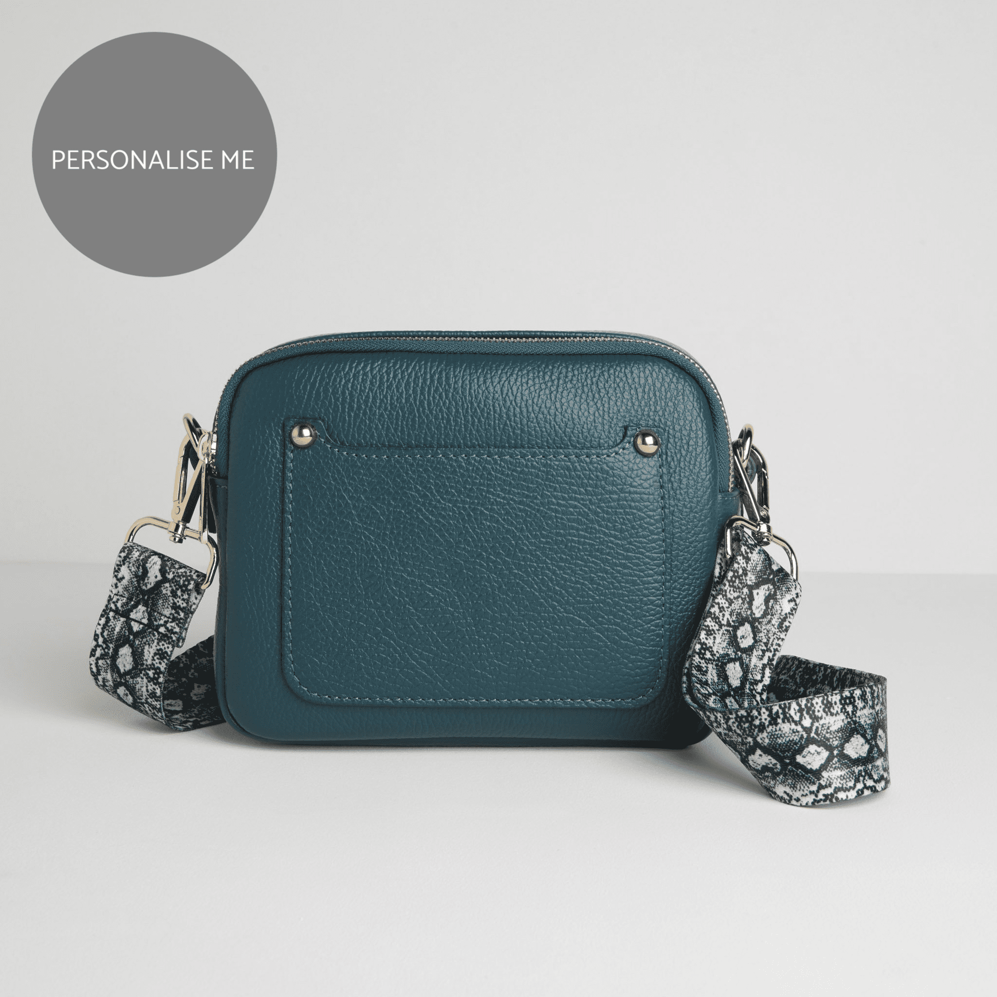 Sienna Crossbody Bag in Teal With Snake Print Strap Teal | Betsy & Floss