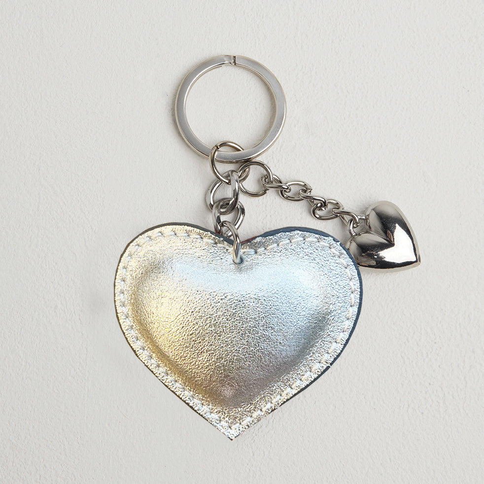 Heart Leather Keyring Silver | Betsy & Floss