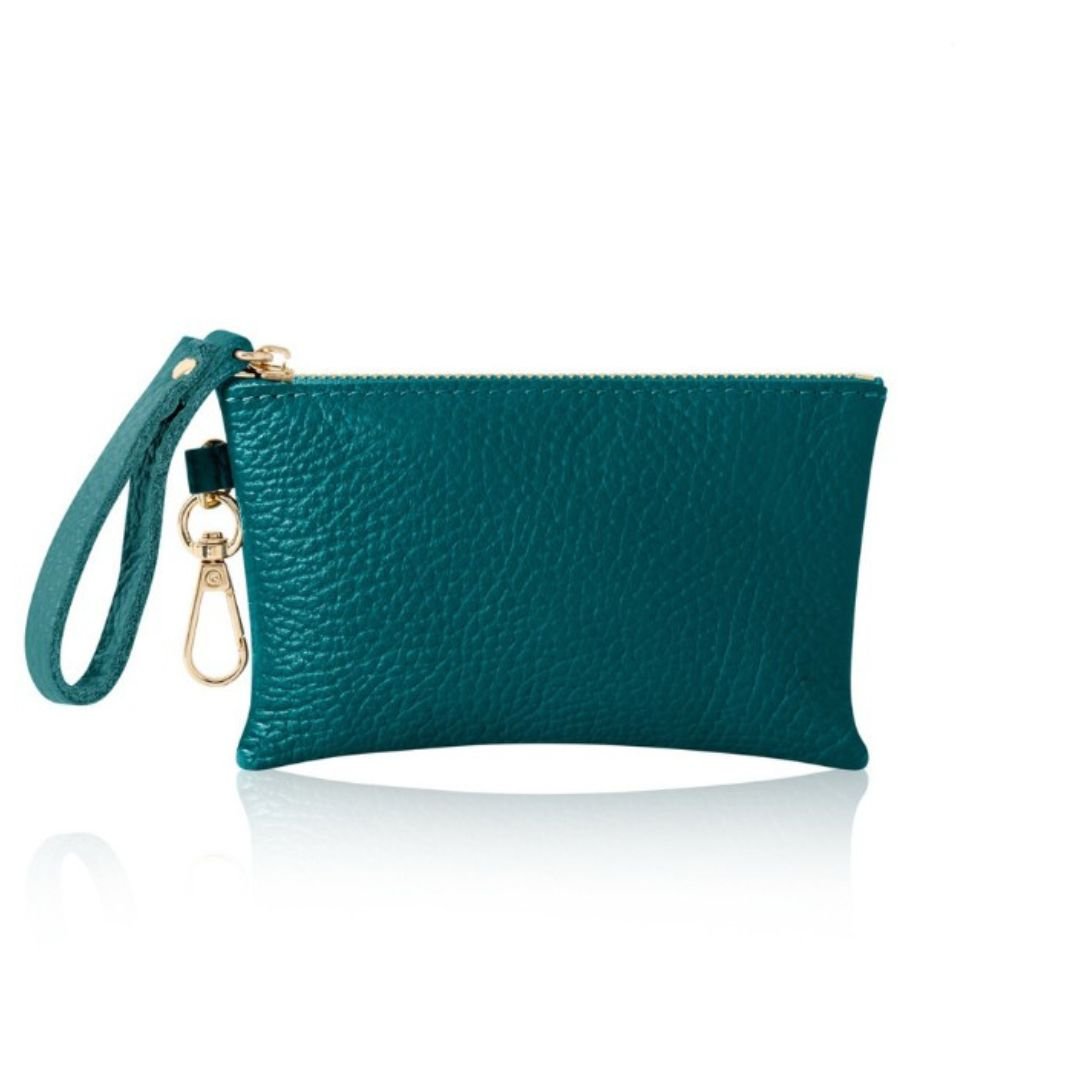 Small Zip Leather Purse Teal | Betsy & Floss