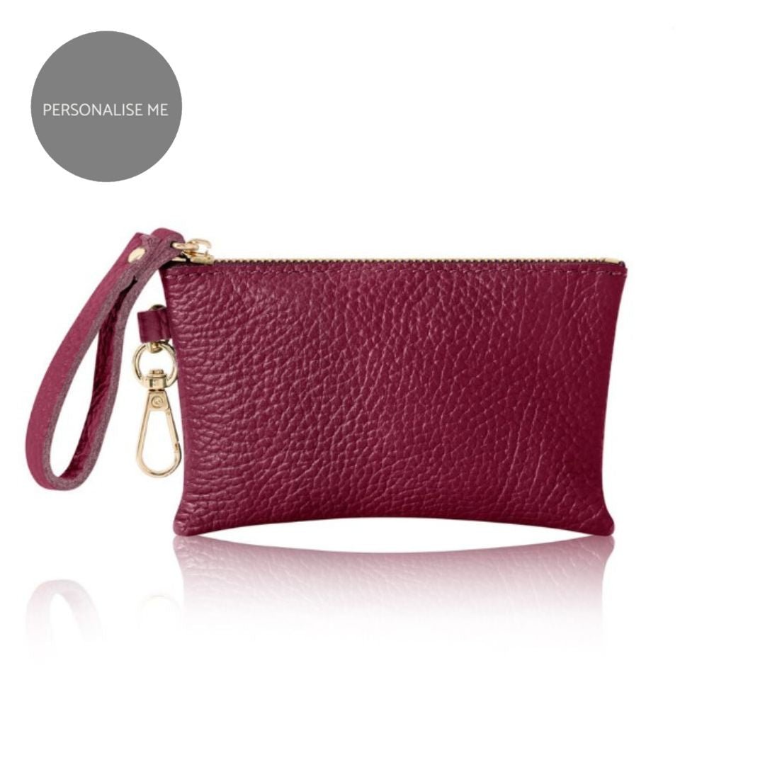 Small Zip Leather Purse Burgundy | Betsy & Floss