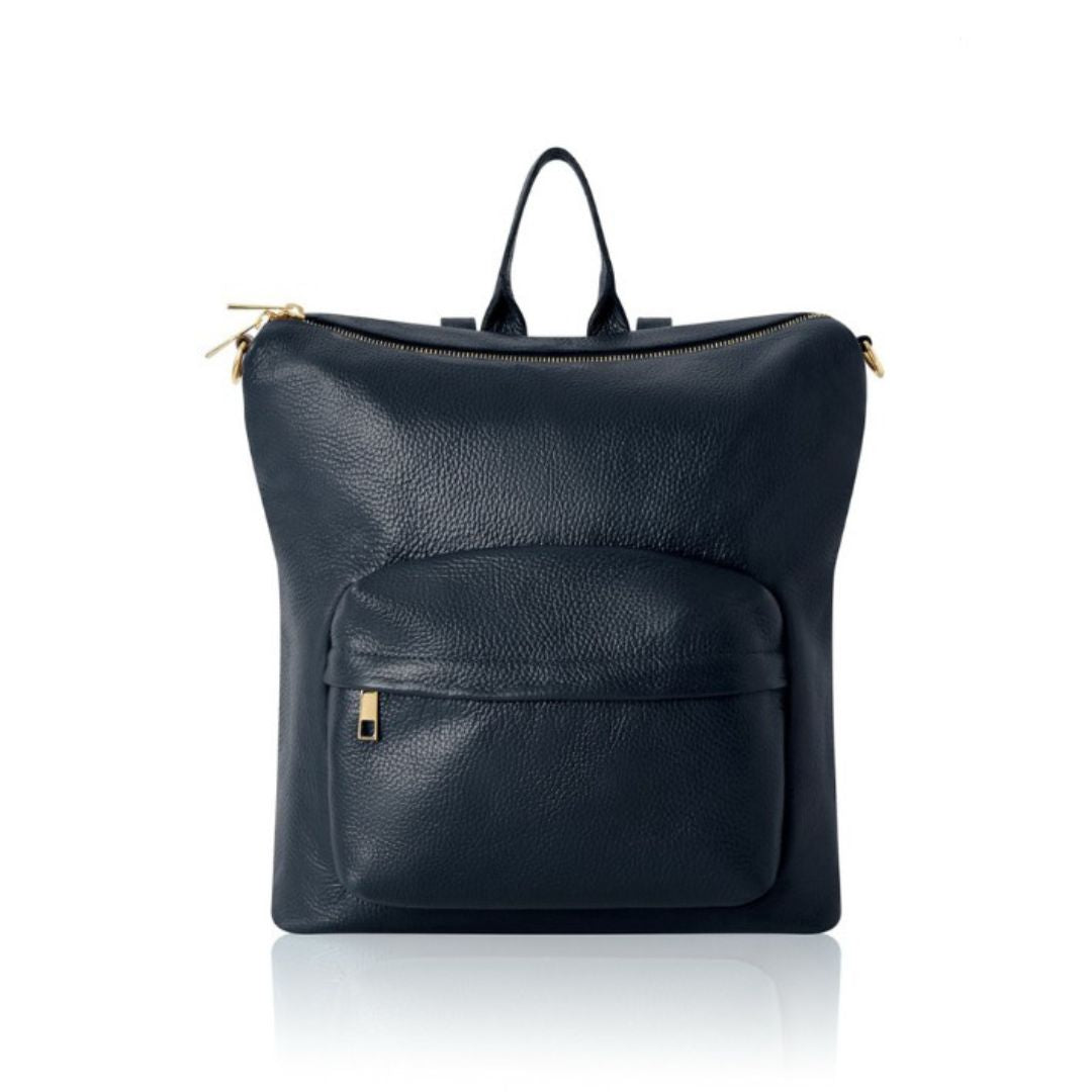 Tivoli Leather Backpack or Shoulder Bag Navy | Betsy & Floss