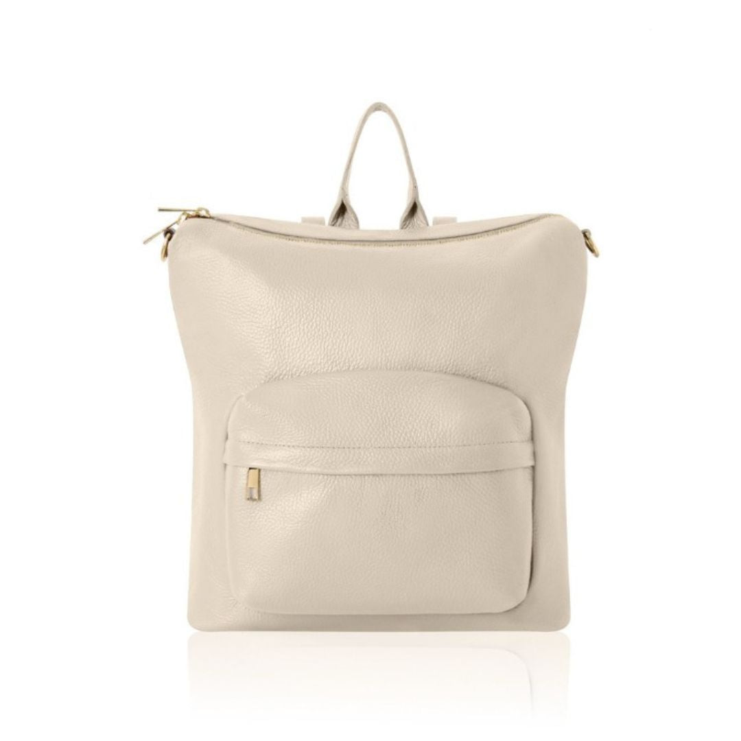 Tivoli Leather Backpack or Shoulder Bag Cream | Betsy & Floss