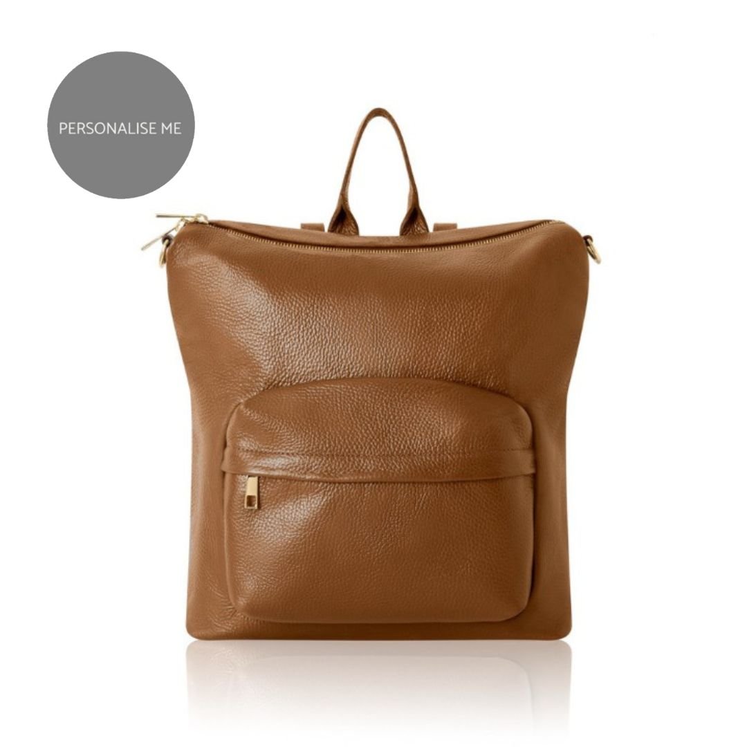 Tivoli Leather Backpack or Shoulder Bag Navy | Betsy & Floss