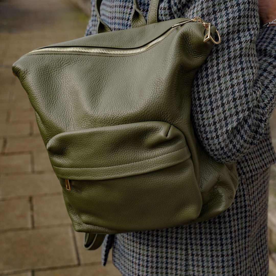 Tivoli Leather Backpack or Shoulder Bag Navy | Betsy & Floss