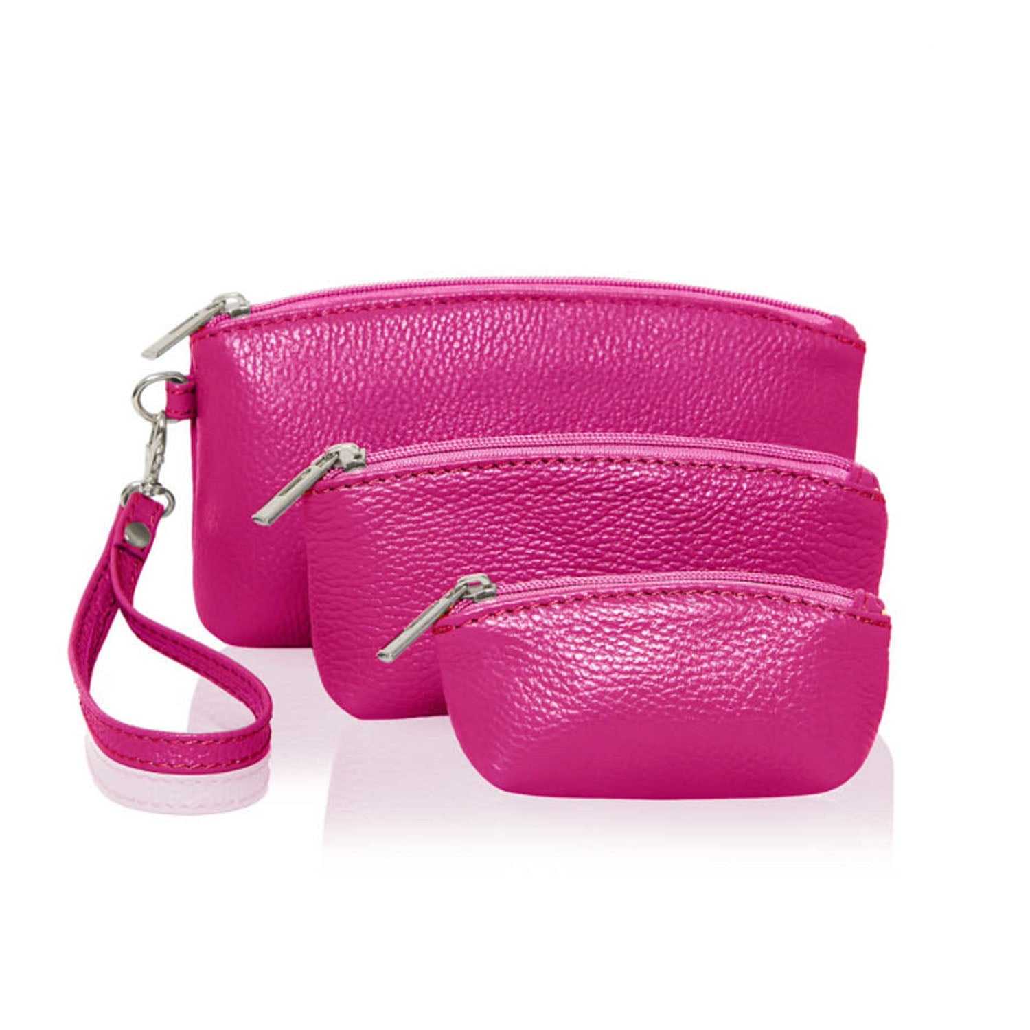 Trio of Make Up Bags Fuchsia Pink | Betsy & Floss