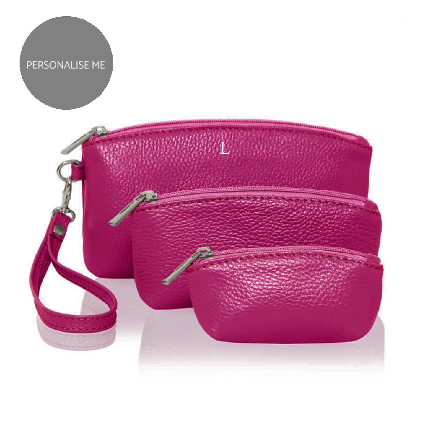 Trio of Make Up Bags Fuchsia Pink | Betsy & Floss