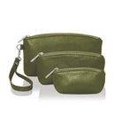 Trio of Make Up Bags Olive Green | Betsy & Floss