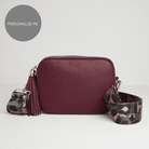 Verona Crossbody Burgundy Tassel Bag With Dark Leopard Strap Burgundy | Betsy & Floss