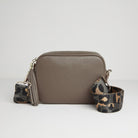 Verona Crossbody Dark Taupe Tassel Bag With Dark Leopard Strap Dark Taupe | Betsy & Floss