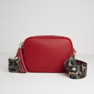 Verona Crossbody Red Tassel Bag With Dark Leopard Strap Red | Betsy & Floss