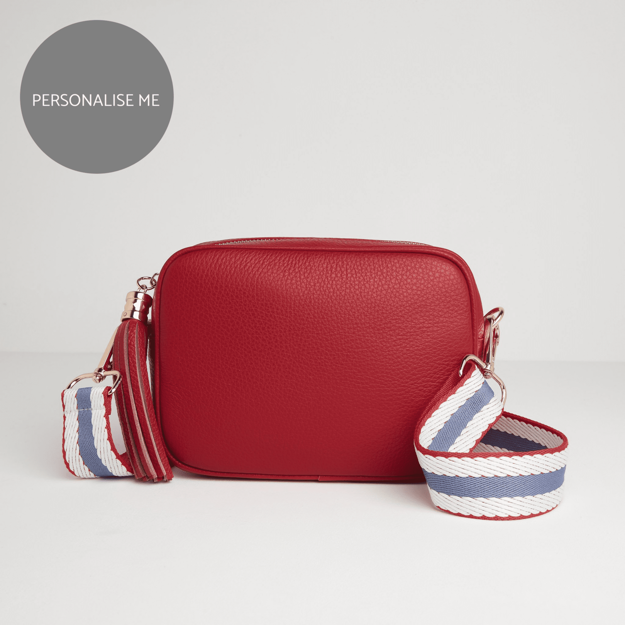 Verona Crossbody Red Tassel Bag With Nautical Strap Red | Betsy & Floss