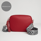 Verona Crossbody Red Tassel Bag With Snake Print Strap Red | Betsy & Floss