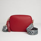 Verona Crossbody Red Tassel Bag With Snake Print Strap Red | Betsy & Floss