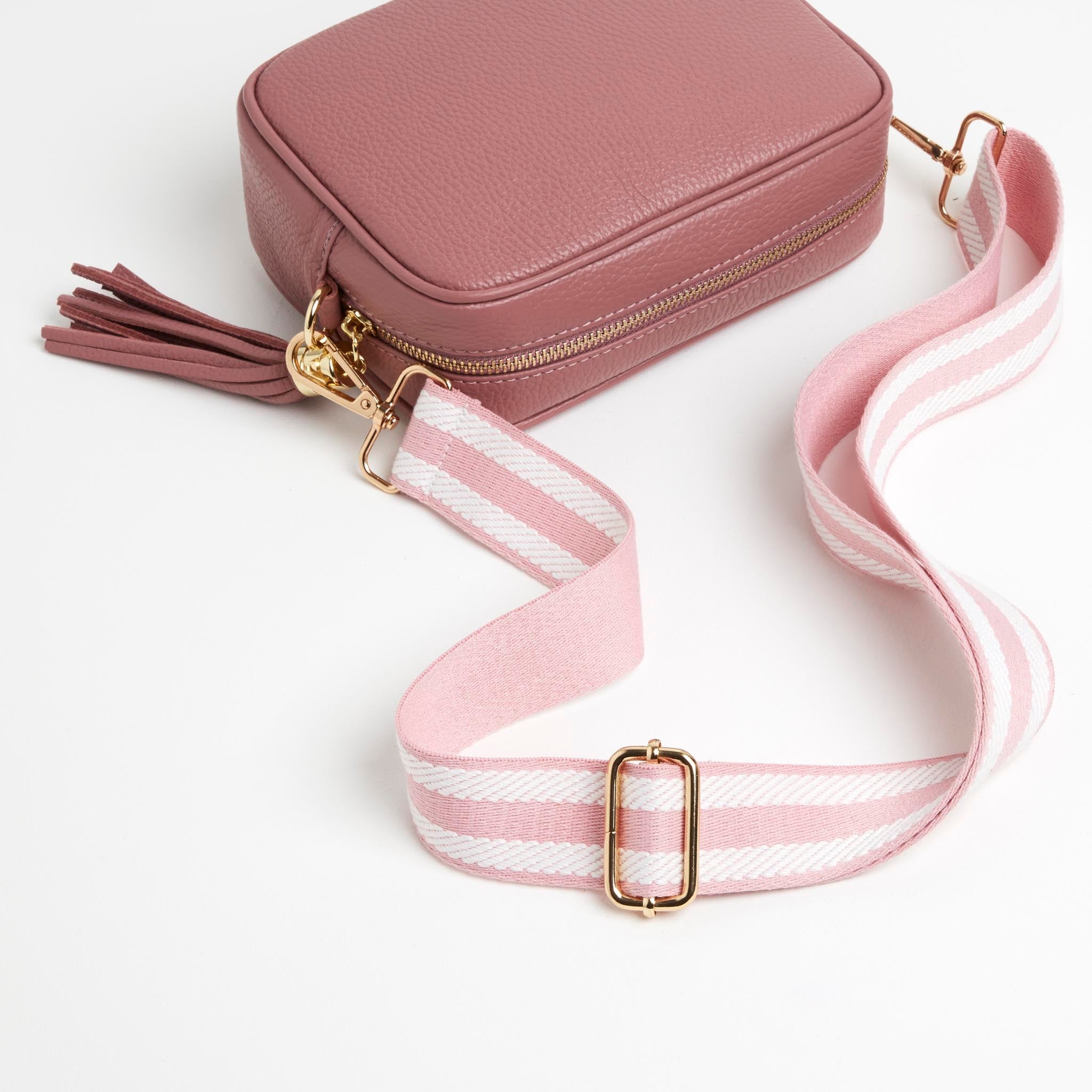 Verona Crossbody Tassel Antique Pink Bag with Candy Strap Antique Pink | Betsy & Floss