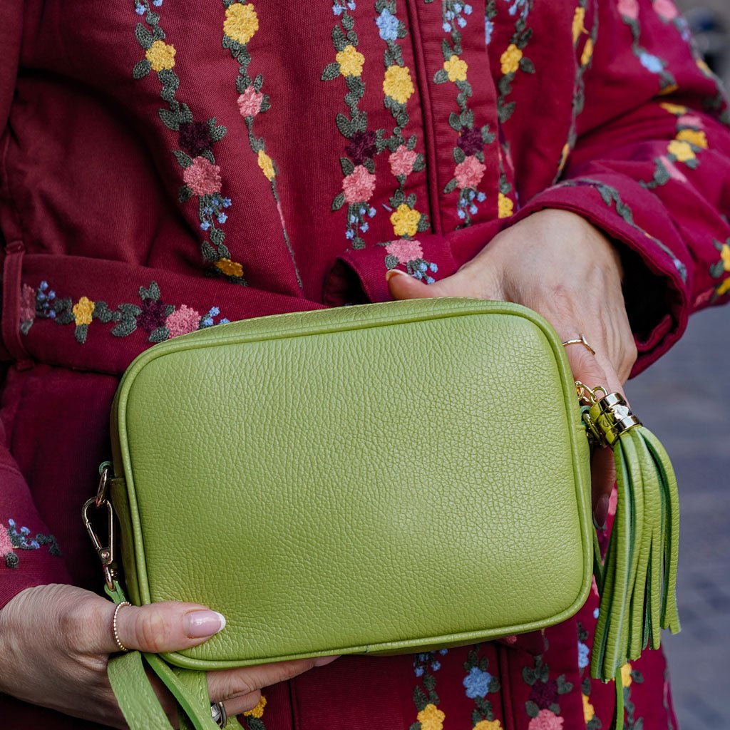 Crossbody Strap - Green Stripe (Silver Hardware) | Betsy & Floss