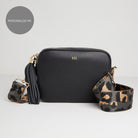 Verona Crossbody Tassel Black Bag with Dark Leopard Strap Black | Betsy & Floss