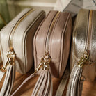 Verona Crossbody Tassel Blush Bag with Mustard and Pink Boho Strap Blush Pink | Betsy & Floss