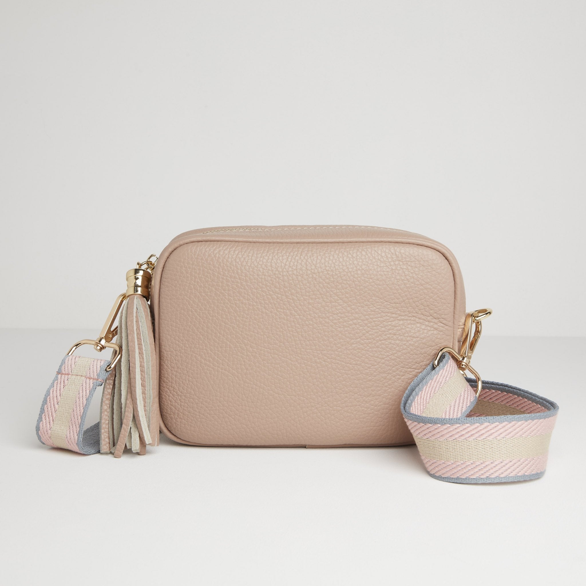 Verona Crossbody Tassel Blush Bag with Pastel Pink Strap Blush Pink | Betsy & Floss