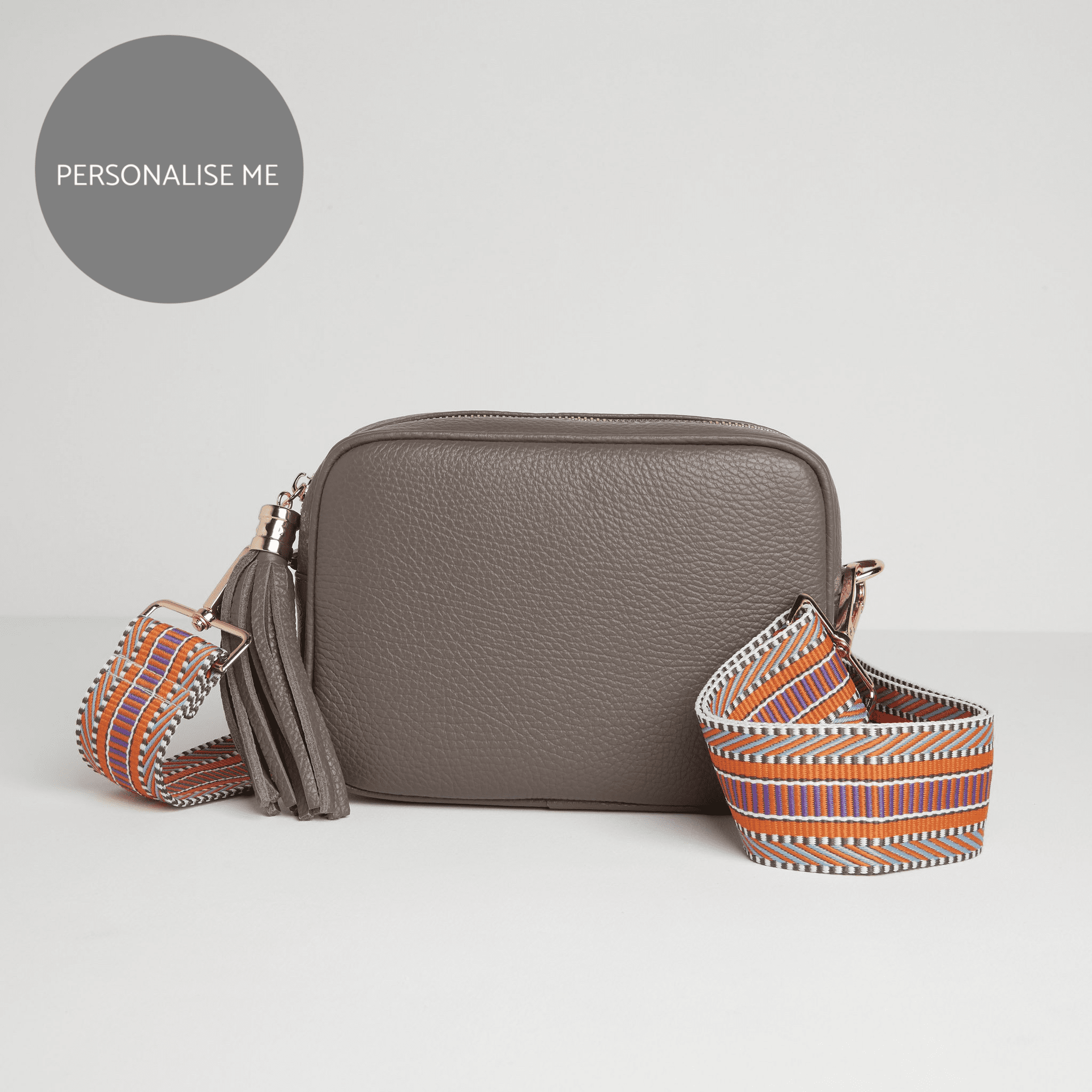 Verona Crossbody Tassel Cinder Bag with Orange Aztec Strap Cinder | Betsy & Floss