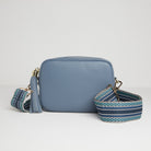 Verona Crossbody Tassel Denim Bag with Blue Aztec Strap Denim Blue | Betsy & Floss