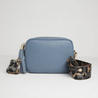 Verona Crossbody Tassel Denim Bag with Dark Leopard Strap Denim Blue | Betsy & Floss