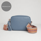 Verona Crossbody Tassel Denim Bag with Orange Aztec Strap Denim Blue | Betsy & Floss