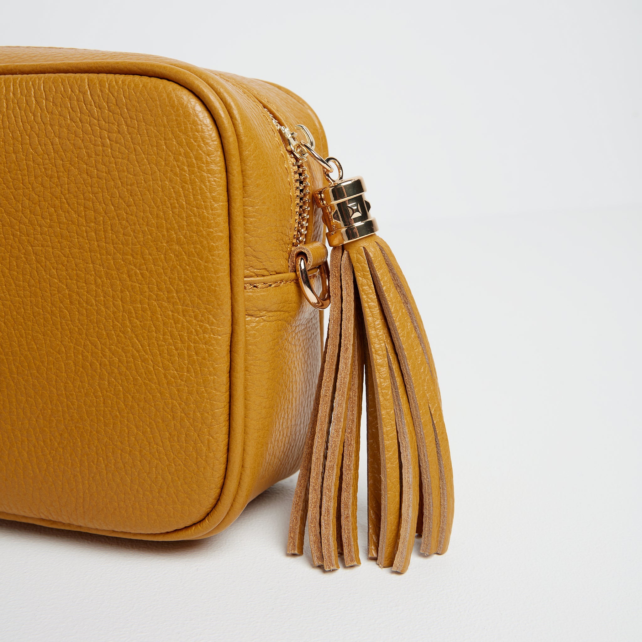 Verona Crossbody Tassel Mustard Bag with Aztec Orange Strap Mustard | Betsy & Floss