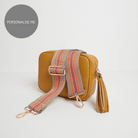 Verona Crossbody Tassel Mustard Bag with Aztec Orange Strap Mustard | Betsy & Floss