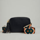 Verona Crossbody Tassel Navy Bag with Navy and Orange Boho Strap Navy Blue | Betsy & Floss