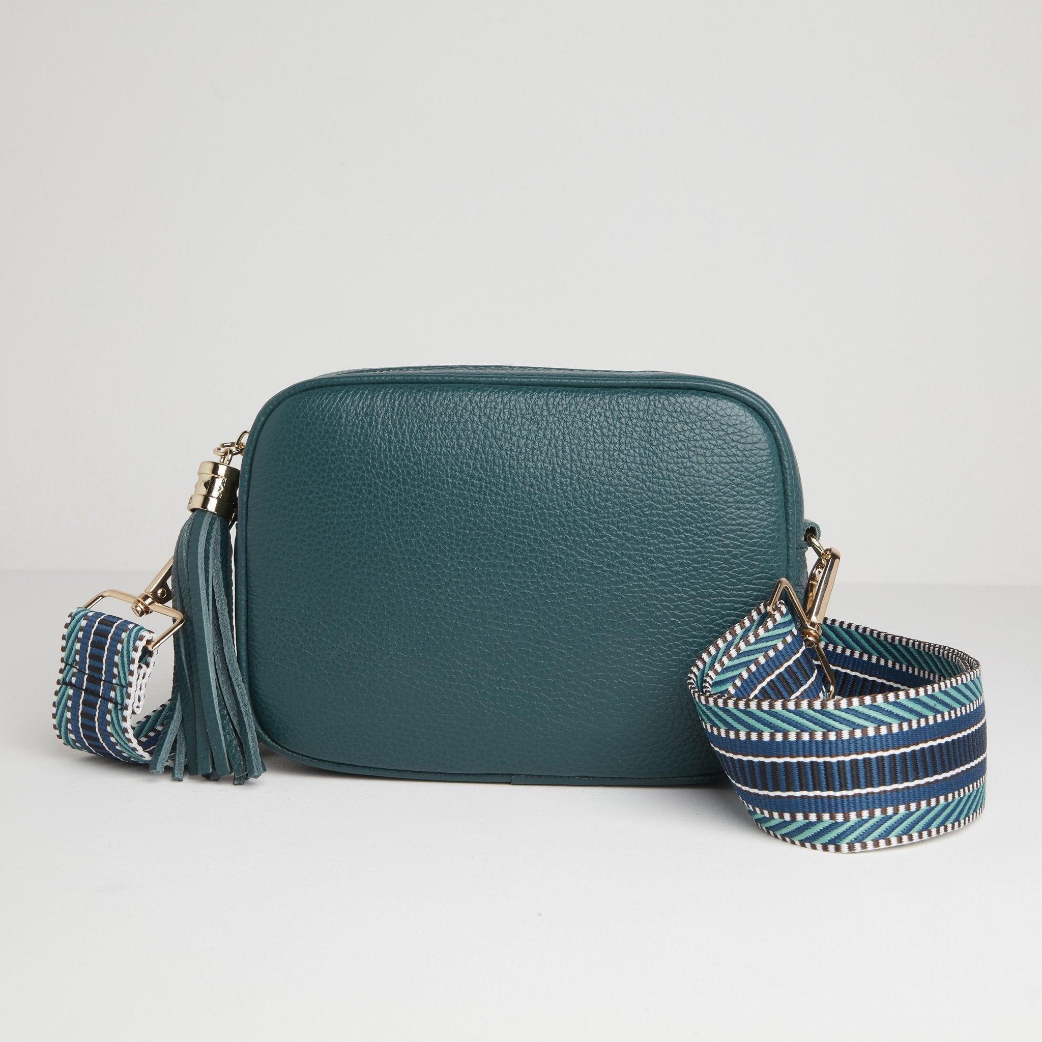 Verona Crossbody Tassel Teal Bag with Blue Aztec Strap Teal | Betsy & Floss