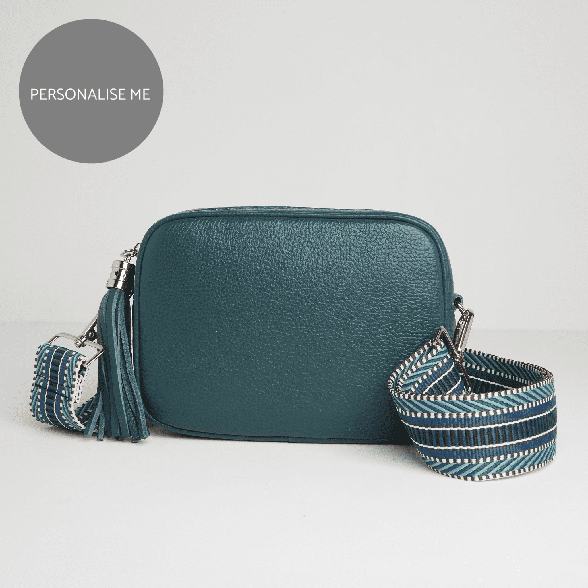 Verona Crossbody Tassel Teal Bag with Blue Aztec Strap Teal | Betsy & Floss