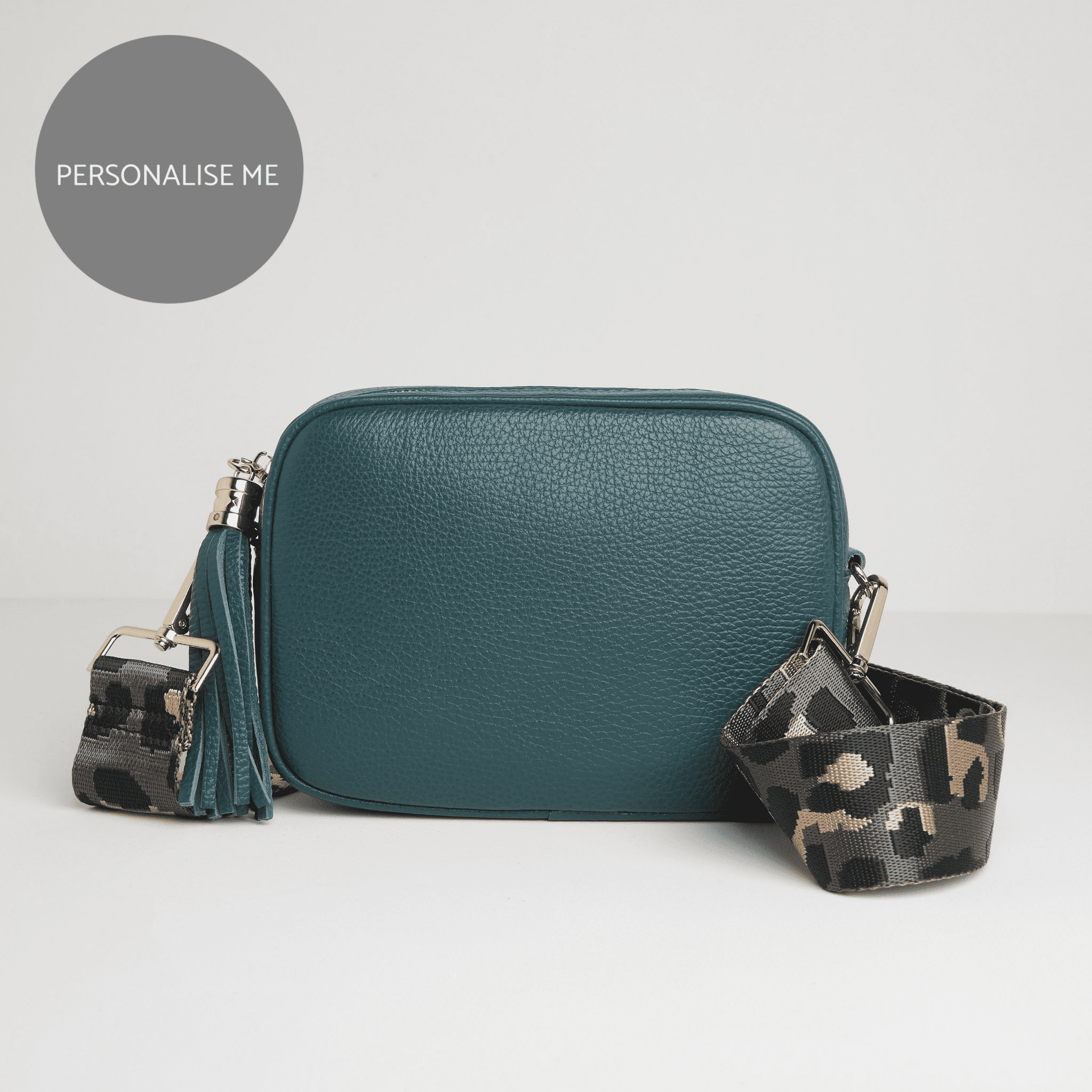 Verona Crossbody Tassel Teal Bag with Dark Leopard Strap Teal | Betsy & Floss