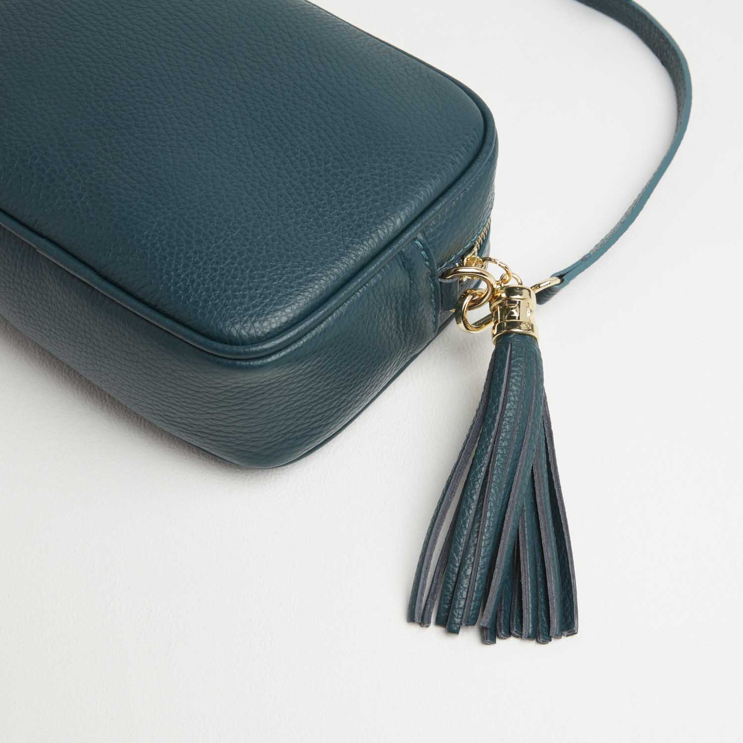 Verona Crossbody Tassel Teal Bag with Orange and Navy Boho Strap Teal | Betsy & Floss