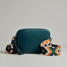 Verona Crossbody Tassel Teal Bag with Orange and Navy Boho Strap Teal | Betsy & Floss