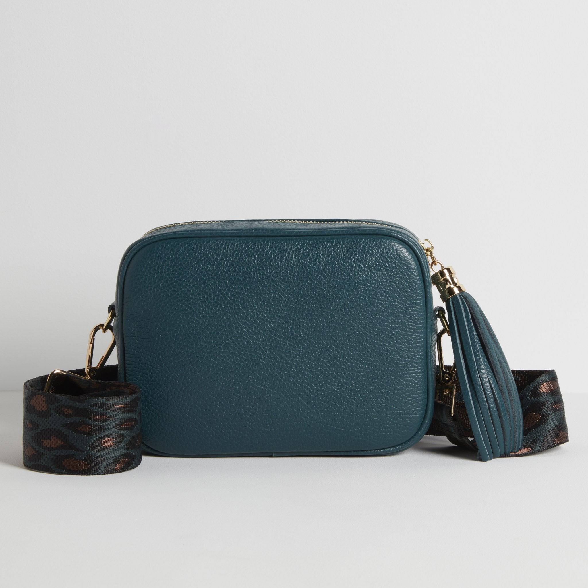 Verona Crossbody Tassel Teal Bag with Teal and Brown Leopard Strap Teal | Betsy & Floss