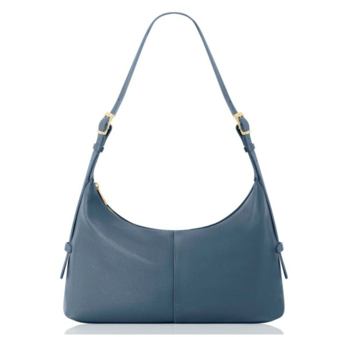 Versa Leather Hobo Handbag Denim Blue | Betsy & Floss