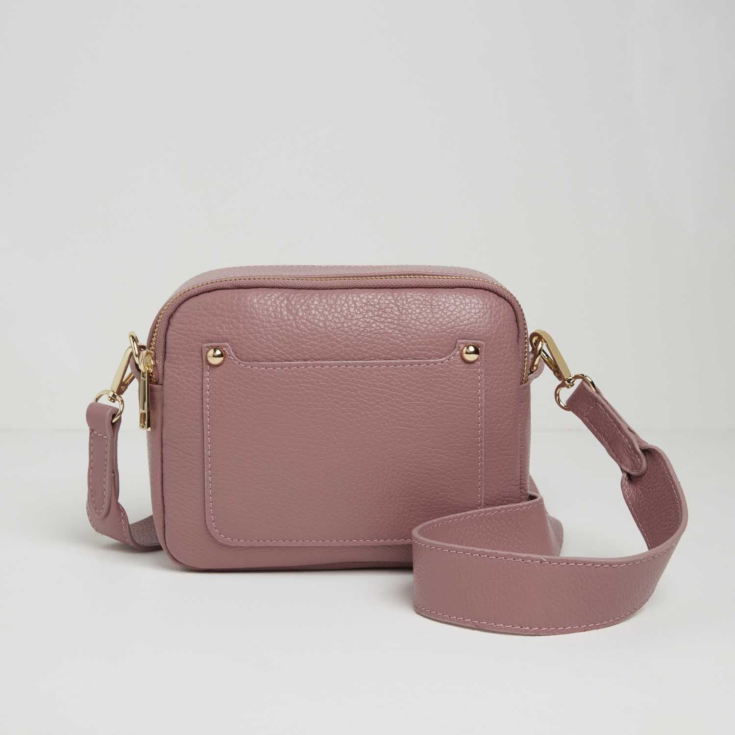 Sienna Crossbody Bag in Blush with Light Pink Leopard Print Strap