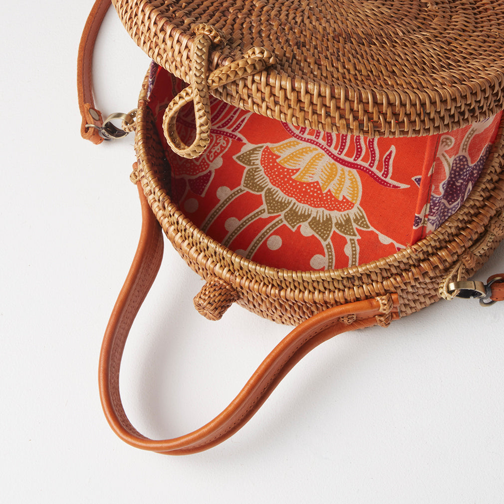 Buenos Round Basket Bag, Lining Detail | Betsy & Floss