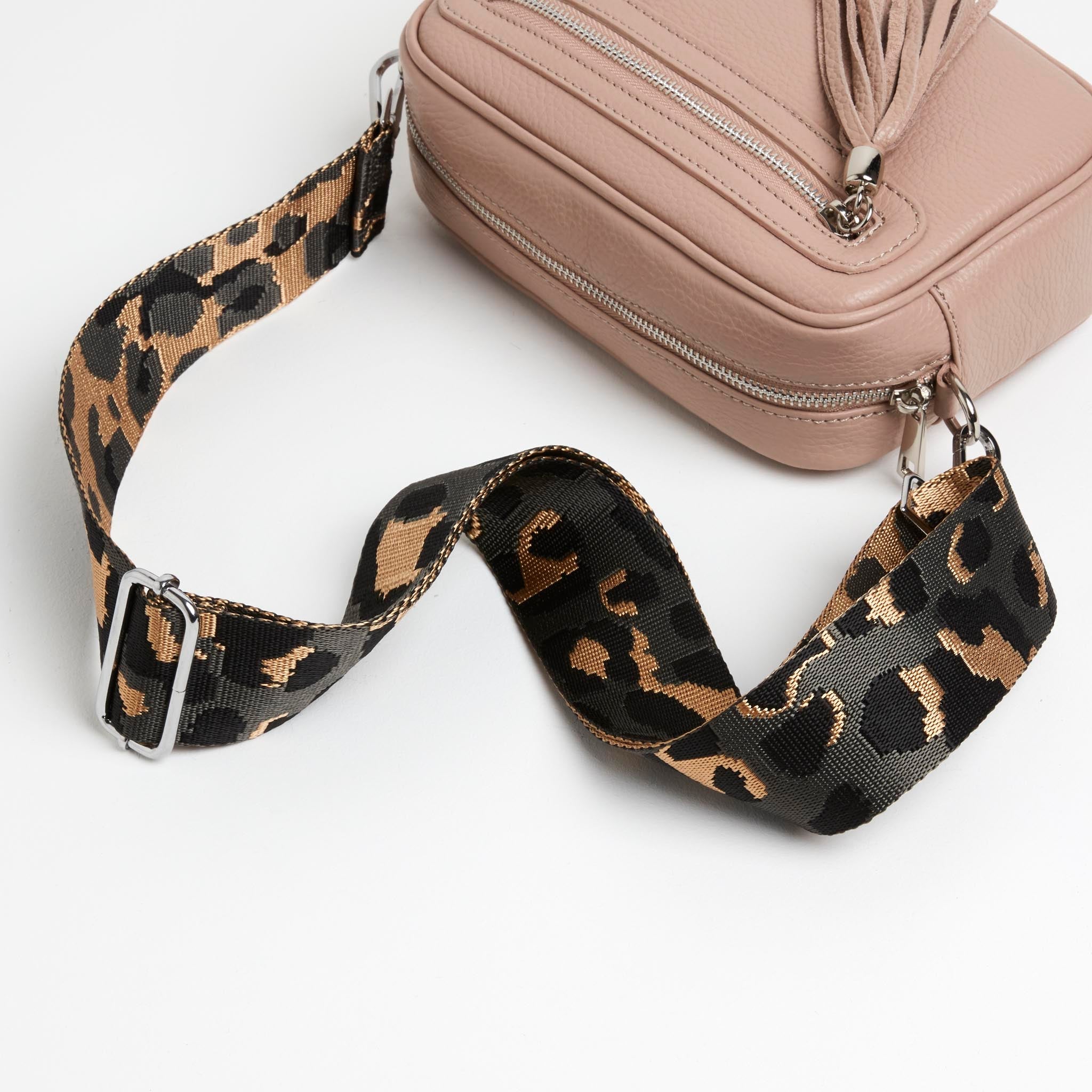 Florence - Crossbody Bag in Blush with Dark Leopard Strap | Betsy & Floss