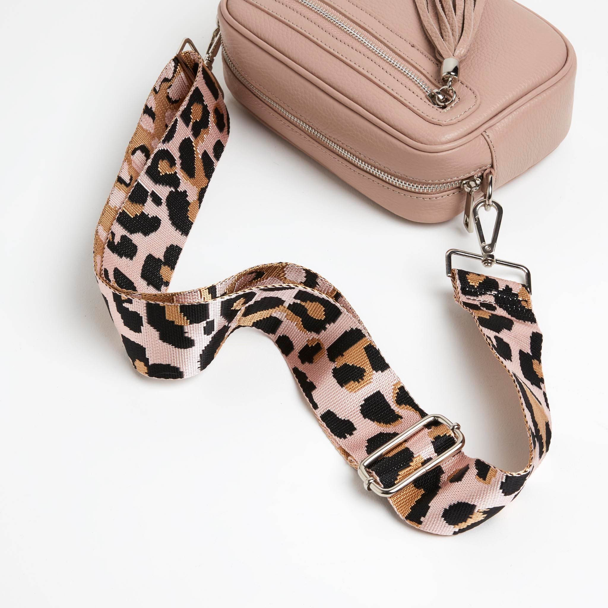 Florence - Crossbody Bag in Blush with Light Pink Leopard Strap | Betsy & Floss
